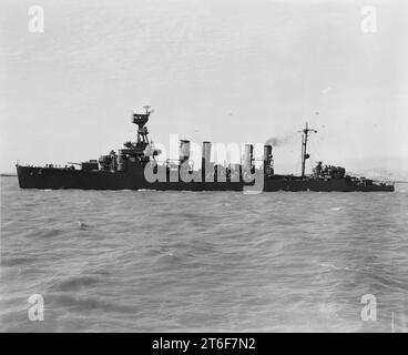 USS Raleigh (CL-7) off the Mare Island Naval Shipyard on 6 July 1942 ...