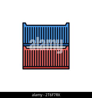 Two Shipping Containers vector Intermodal Cargo concept modern icon or design element Stock Vector