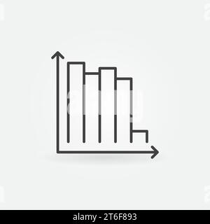 Declining Bar Graph vector Devaluation concept icon or sign in thin line style Stock Vector