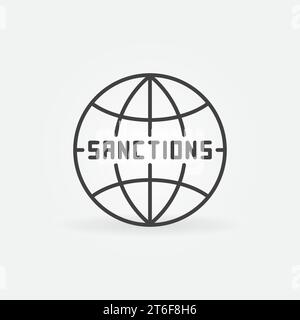 World Sanctions vector Financial Crisis concept icon or symbol in outline style Stock Vector