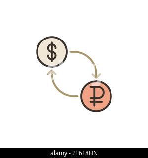 Ruble to Dollar vector Currency Exchange concept colored icon or symbol Stock Vector