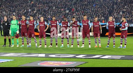 L-R West Ham United's Lukes Fabianski West Ham United's Konstantinos Mavropanos West Ham United's Nayef Adjured West Ham United's James Ward-Prowse We Stock Photo