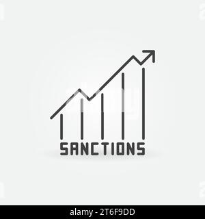 Sanctions Line Graph vector Financial Crisis concept outline icon or symbol Stock Vector