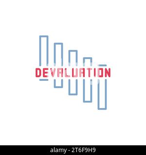 Falling Dollar Chart vector Devaluation and Financial Crisis concept ...