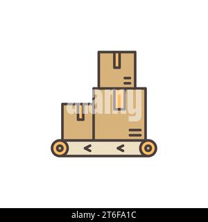 Boxes on Conveyor vector Logistics concept colored icon. Warehouse modern sign Stock Vector