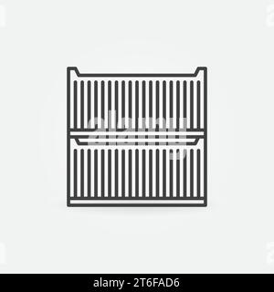 Two Shipping Containers vector Intermodal Cargo concept outline icon or symbol Stock Vector
