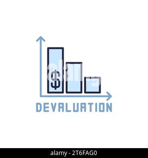 Declining Devaluation Bar Chart vector concept colored icon or design element Stock Vector