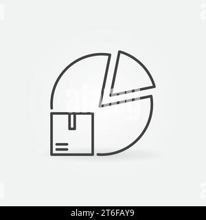 Box with Pie Chart vector Inventory Control concept icon or sign in thin line style Stock Vector