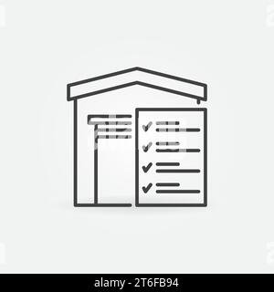 Warehouse with Checklist vector Logistics concept icon or symbol in thin line style Stock Vector