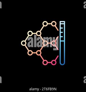 Chemical Formula and Test Tube vector Chemistry concept colorful linear icon on dark background Stock Vector