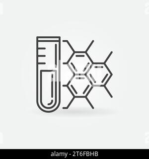 Chemical Formula and Test Tube vector Chemistry concept minimal icon or symbol in outline style Stock Vector