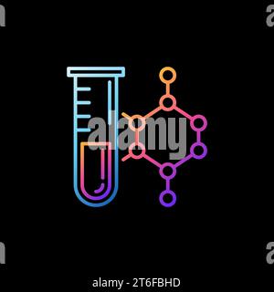 Chemical Formula and Test Tube vector Lab Glassware concept colorful outline icon on dark background Stock Vector