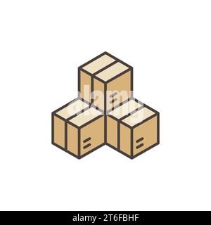 Three Cardboard Boxes vector concept colored icon or design element Stock Vector