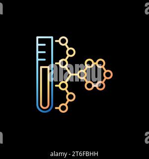 Chemical Molecule and Test-Tube vector Biotechnology concept linear colorful icon on dark background Stock Vector