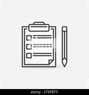 Clipboard with Pencil vector Tasks concept outline icon or symbol Stock Vector