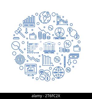 Sanctions vector outline banner. Financial Penalties concept simple illustration Stock Vector