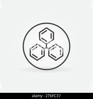 Chemical Hexagonal Formula Structure in Circle vector Chemistry concept outline icon or logo element Stock Vector