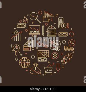 Inflation creative round banner. Financial Crisis concept circular outline vector illustration Stock Vector