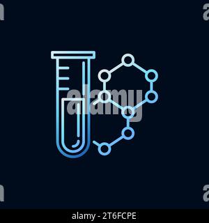 Culture Tube with Chemical Formula vector Chemistry concept blue colorful line icon on dark background Stock Vector