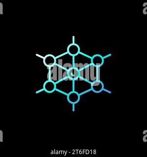 Abstract Chemistry Molecule vector Science concept thin line blue icon on dark background Stock Vector