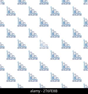 Vector Devaluation Declining Bar Graph concept seamless pattern or background Stock Vector