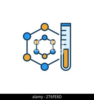 Molecule and Test-Tube vector Chemical concept minimal colorful icon or sign on dark background Stock Vector