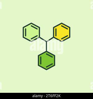 Chemical Molecule with three Hexagons vector Chemistry concept colored icon or sign Stock Vector