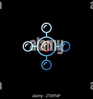 Vector Abstract Molecule Chemistry concept creative line icon on dark background Stock Vector