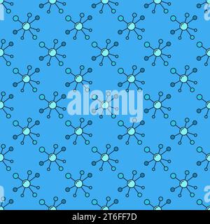 Abstract Chemistry Molecules vector Science concept Blue Modern Seamless Pattern Stock Vector