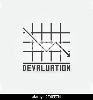 Financial Crisis and Devaluation vector Currency Value Lowering concept linear icon or symbol Stock Vector