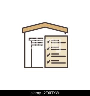 Checklist and Warehouse vector Logistics concept colored icon or sign Stock Vector