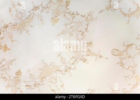 Stucco ceiling in Bernstadt Castle, today municipal administration and local history museum, historical building, architecture, Bernstadt Stock Photo