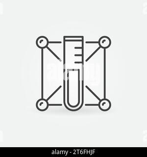 Sample Test Tube with Chemistry Molecule concept outline icon. Chemical vector linear symbol Stock Vector
