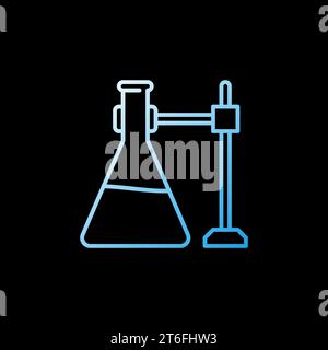 Blue Flask vector concept linear colorful icon or sign on dark background Stock Vector