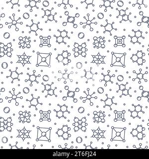 Molecular Structures vector Chemical Formulas concept Seamless Pattern in outline style Stock Vector