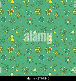 Chemical Connections and Molecules vector Chemistry concept Creative Seamless Pattern Stock Vector