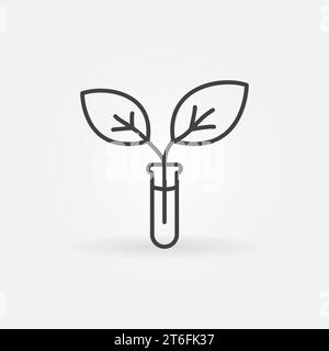 Test Tube with Plant vector Biotechnology concept icon or symbol in outline style Stock Vector