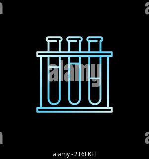 Test Tubes Rack vector concept linear blue icon or logo element on dark background Stock Vector
