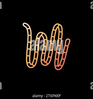 Cestoda Tapeworm vector concept yellow outline icon or symbol on dark background Stock Vector