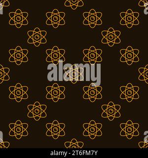 Yellow Atom Seamless Background vector Chemistry concept geometric linear Pattern Stock Vector