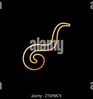 Pinworm vector concept yellow linear icon or sign on dark background Stock Vector