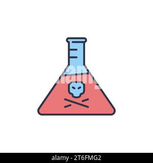Toxic Chemistry Flask with Skull vector Chemistry concept colored icon or sign Stock Vector