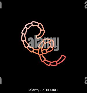 Eucestoda Tapeworm vector Parasites concept creative linear icon on dark background Stock Vector