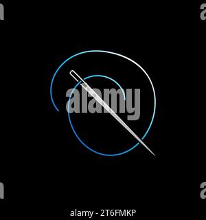 Needle with Blue Thread vector icon - Sewing sign. Fashion Industry concept symbol Stock Vector