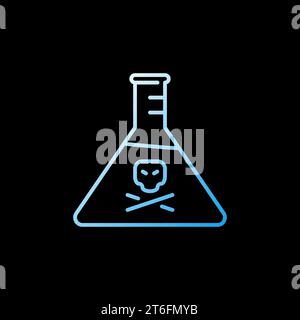 Chemistry Poison Flask vector Toxic concept line colorful icon or symbol on dark background Stock Vector