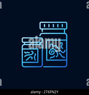 Anthelmintics and Drugs for Treating Worms vector concept blue line icon on dark background Stock Vector