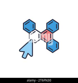 Cursor on Chemistry Molecule vector concept colored icon or logo element Stock Vector