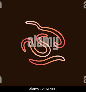 Nematodes vector concept colorful linear icon on dark background Stock Vector