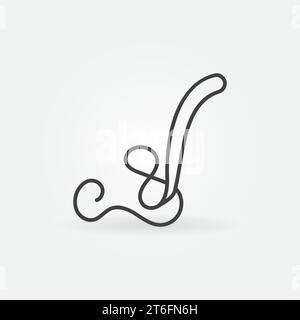 Whipworm vector Trichuris Trichiura concept thin line icon or symbol Stock Vector