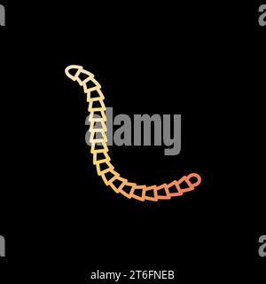 Cestoda vector Parasitic Worms concept yellow outline icon on dark background Stock Vector